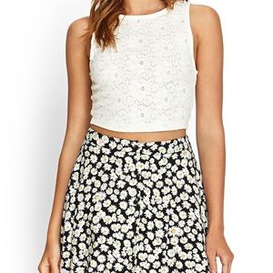 Forever 21 Off White embroidered Crop Top